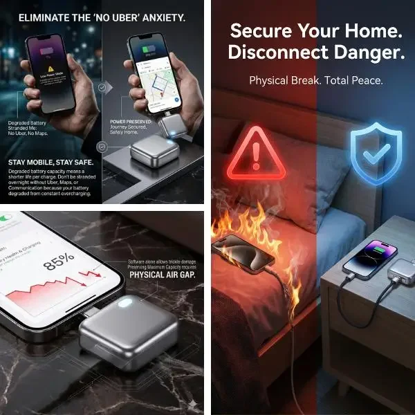 Portable automatic charger with overcharge protection