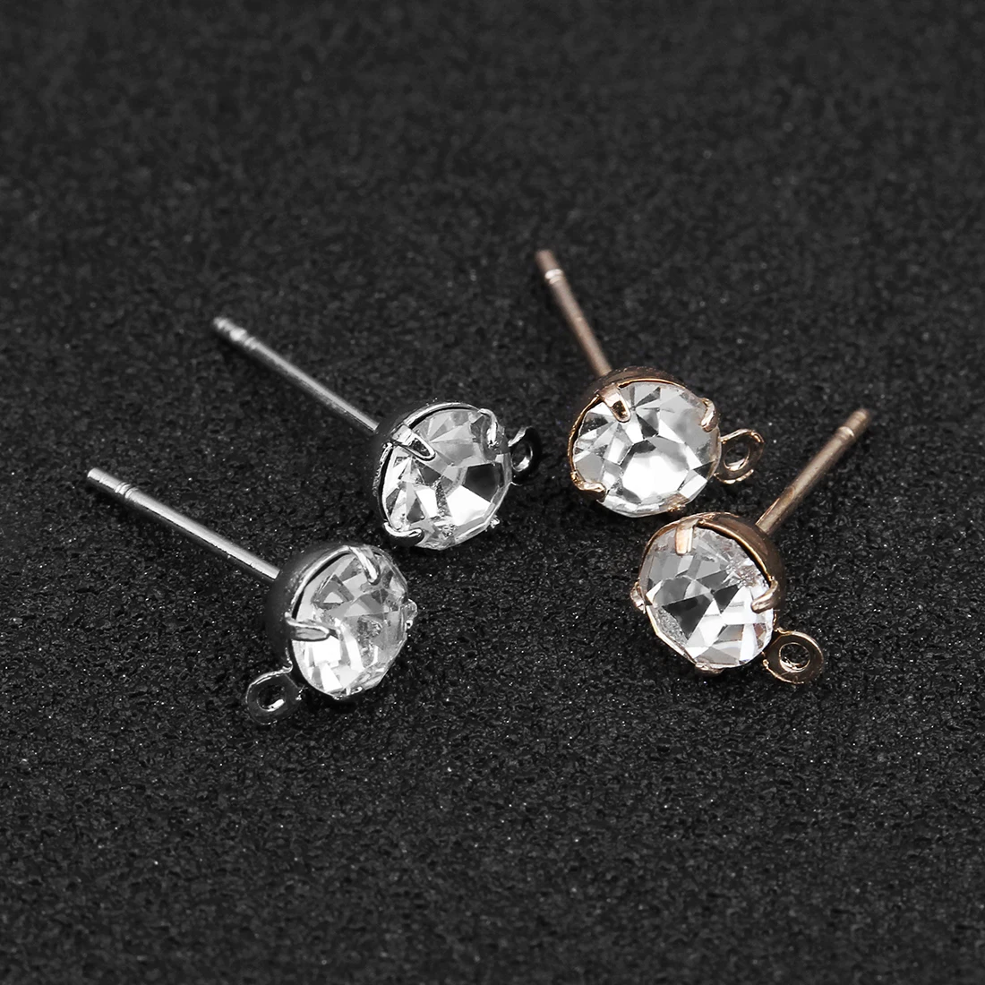 

50pcs/lot Shiny Crystal Rhinestone Earring Studs Earring Charms Earring Needles Accessories For Jewelry Making Wholesale