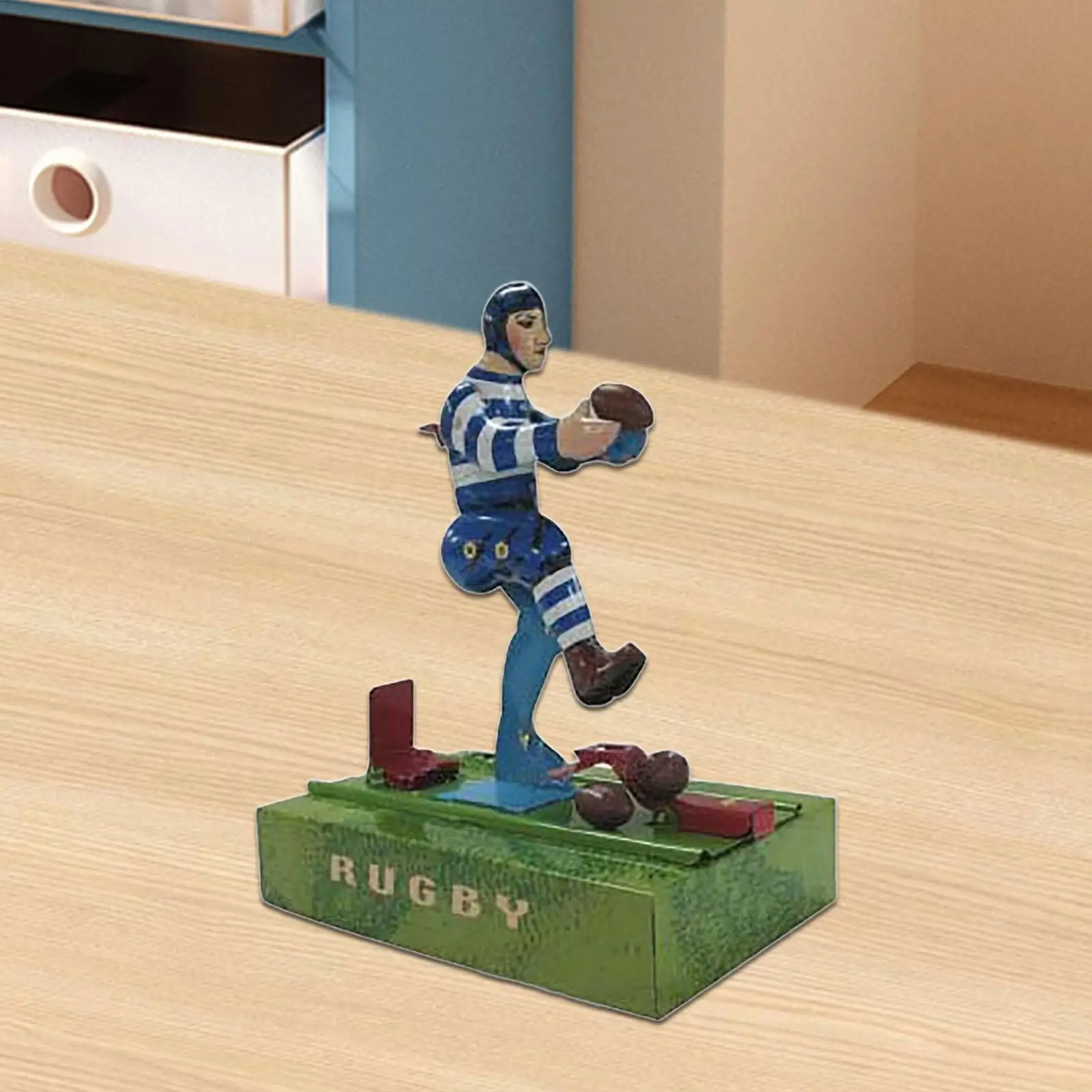 Desktop Decoration Rugby Themed Iron Ornament for Home Decor Bookshelf Shelf