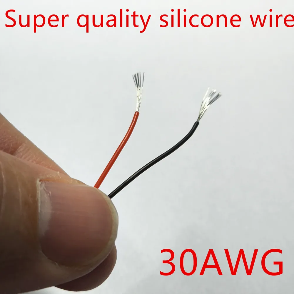 1/3/5Meters 0.8A Red+Black 30AWG Heat-resistant Cable Soft Silicone Cover Wire Line Tin Plated Copper Core DIY Model Airplane