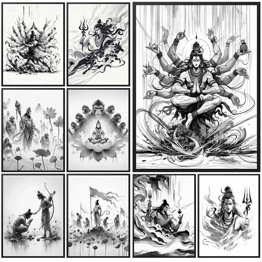 

Shiva Indian Mythology Religion Hinduism Posters Wall Pictures For Living Room Nordic Poster Wall Art Canvas Painting Unframed