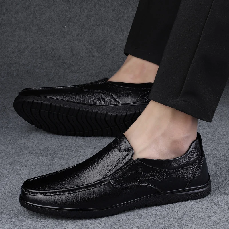 

Повседневная обувь из натуральной кожи, деловая одежда, оксфорды на шнуровке, мужская уличная обувь с воротником из материала, модные мужские мокасины в этическом стиле