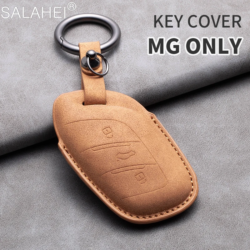 

New Sheepskin Car Smart Key Cover Case Holder Bag For Roewe RX5 I5 I6 RX3 RX8 ERX5 for MG ZS EV MG6 HS 5 6 EZS Auto Accessories