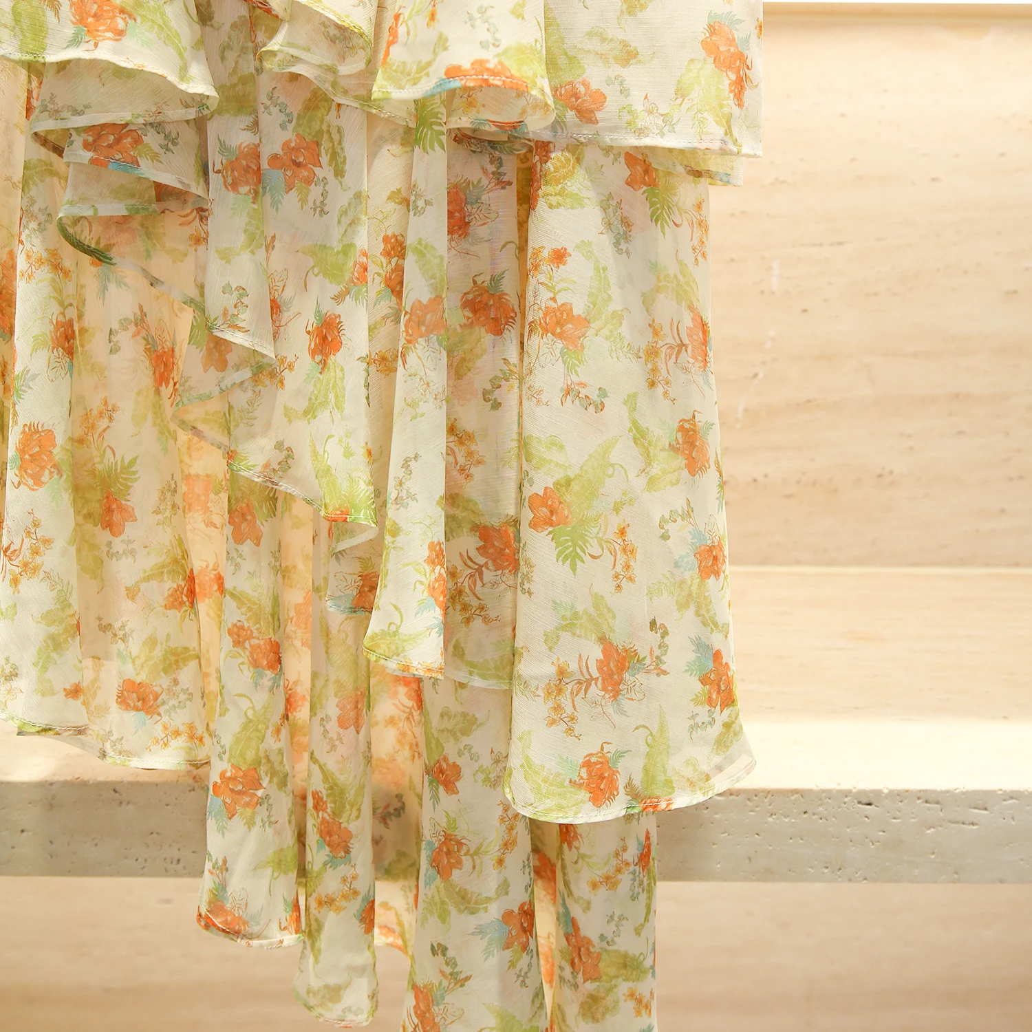 Gonna longuette a vita alta Orlo asimmetrico Stampa floreale Chiffon f-lunghezza Gonna da donna Pendolarismo Sle Gonna a trapezio dal design semplice