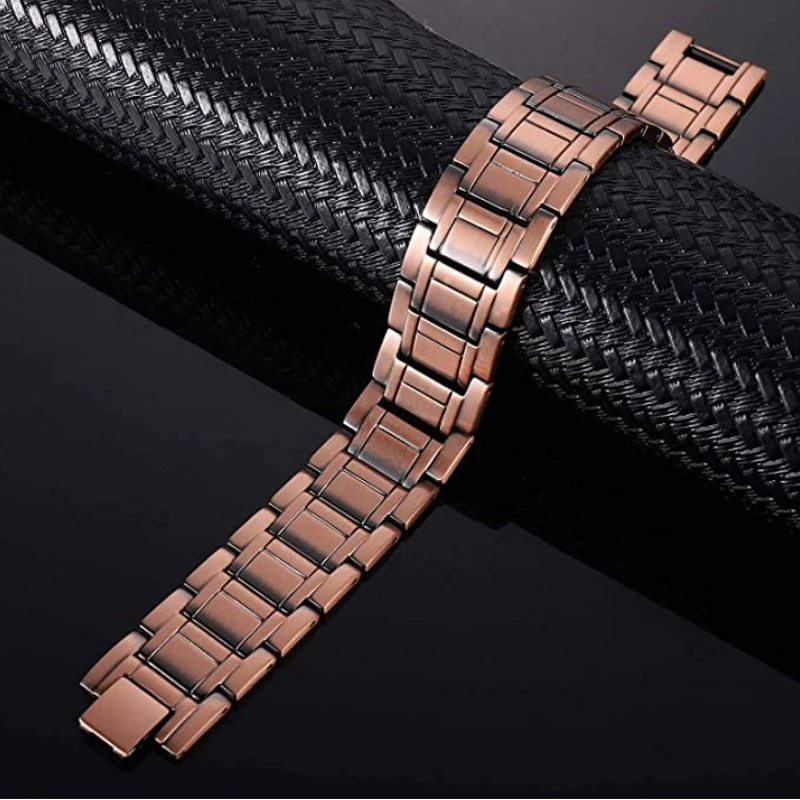 Pure Copper Magnetic Therapy Bracelet for Men Clasp Wrist Band High Gauss Magnets Wellness Energy Jewelry Gift for Husband