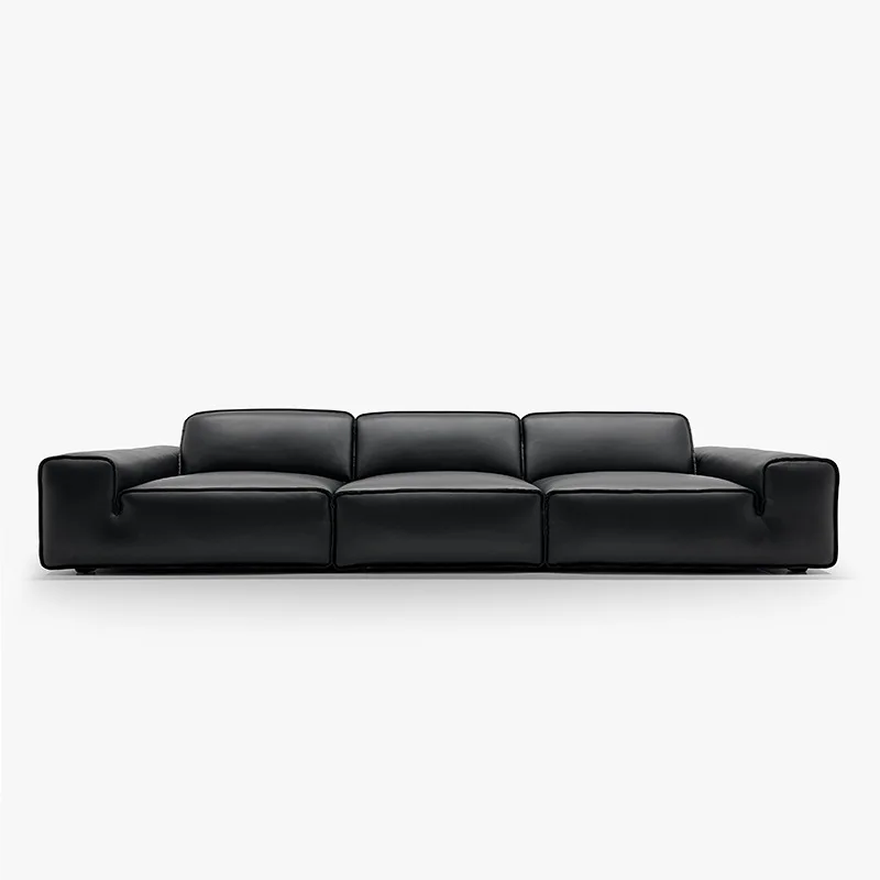 

All-cowhide sofa Big black cow full-grain cowhide all-green leather Italian down sofa