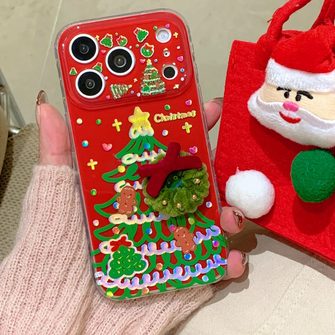 

Christmas Tree Gingerbread Man Lovely Phone Case For iPhone 17 Air 16 15 14 13 Pro Max New Year's Red Gifts Covers