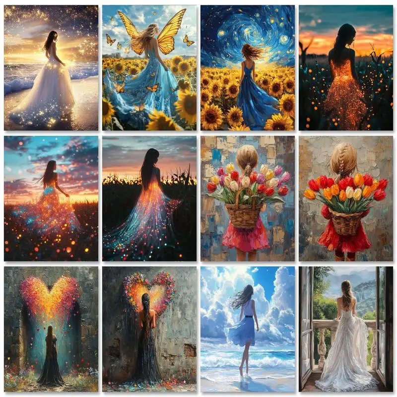 

PhotoCustom 5D DIY Diamond Embroidery Portrait Painting Girl Cartoon Full Square New Arrival Needlework Home Decoration