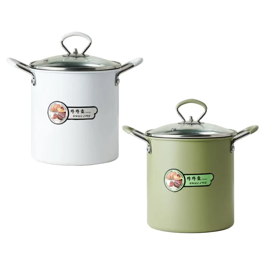 Japanese Style Deep Frying Pot with Handle & Lid 3.5L Nonstick Coating with Strainer Noodle Pot Oil Fryer for Fish Shrimp Fries