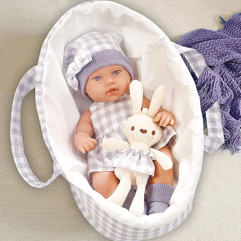 

12-inch Rebirth Doll mini baby sleeping basket set, simulating girl,Children's companion toys