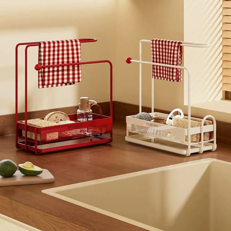 White Display Rack Paper Towel Countertop Sponge Dish Drying Holder Organization Corner Fruteiras De Cozinha Room Accessories