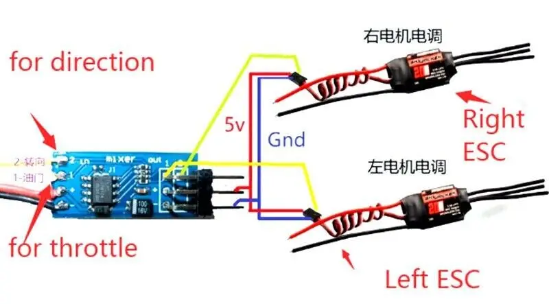 HOBBYWING-Mezclador de cola en V, bidireccional, ala delta, diferencia de velocidad para Avión RC