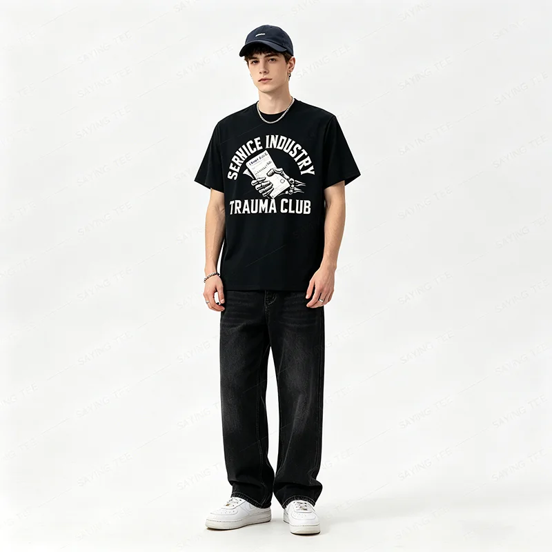 Service Industry Trauma Club Bill Skeleton Hand T-Shirt Y2k Lustiger Humor Sarkastischer Witz Spruch T-Shirt Personalisierte Kleidung Damen Herren – Detail 5