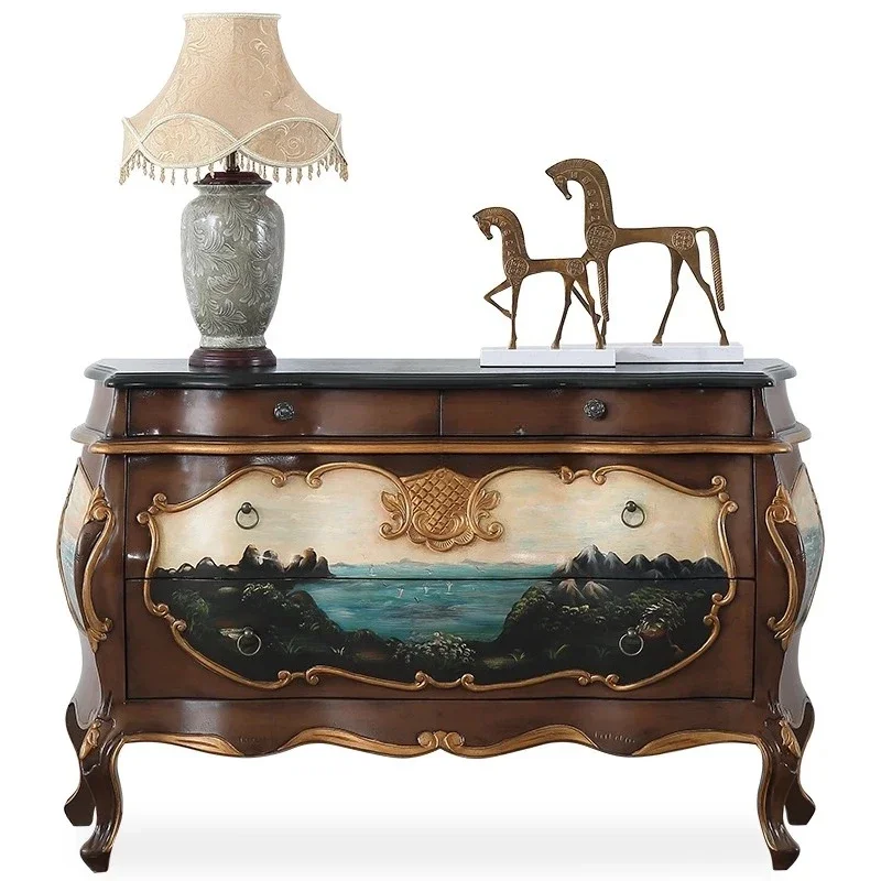 European and American entrance cabinet, living room corridor decoration storage three-bucket cabinet