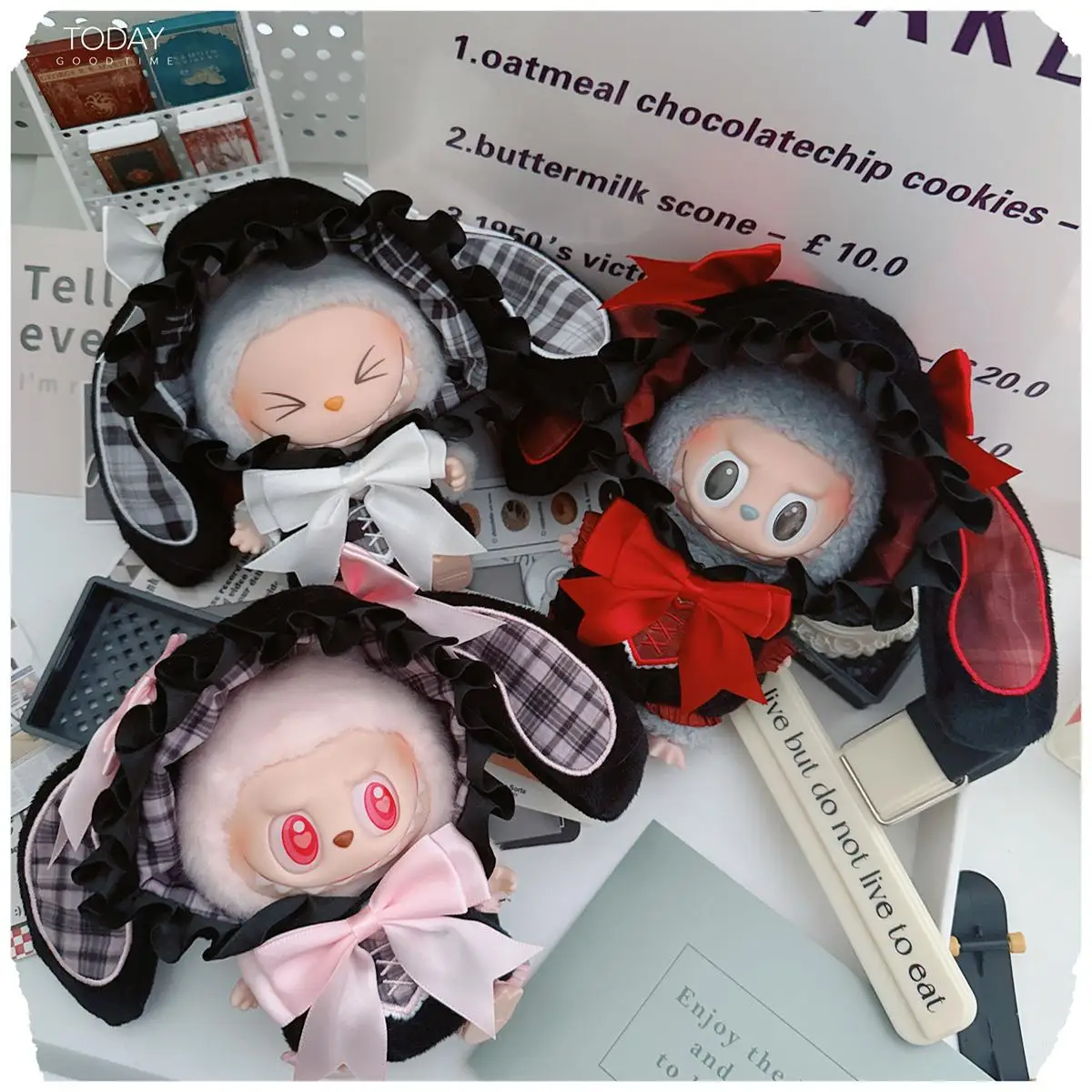 Halloween Rabbit Angel Devil Set 15/17cm Labubu 3.0 Pendant Costume Set Jacquard Two Piece Set Cute Decorative Accessories