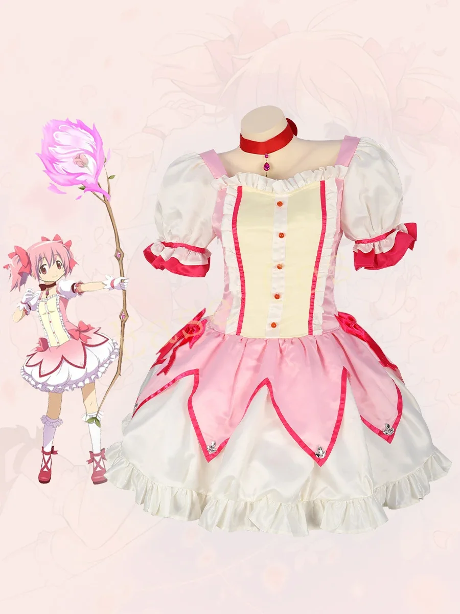 КосплейАниме Puella Magi Madoka Magica Косплей Костюм Kaname Madoka Fight Cos Костюм Лолита Манга Платье Короткий парик