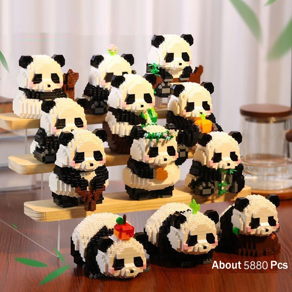 Micro Panda Bouwsteen Speelgoed Creatief Schattige Kawaii Dieren Diy Geassembleerde Stenen Educatief Speelgoed Auto Tafeldecoratie Kids Cadeau