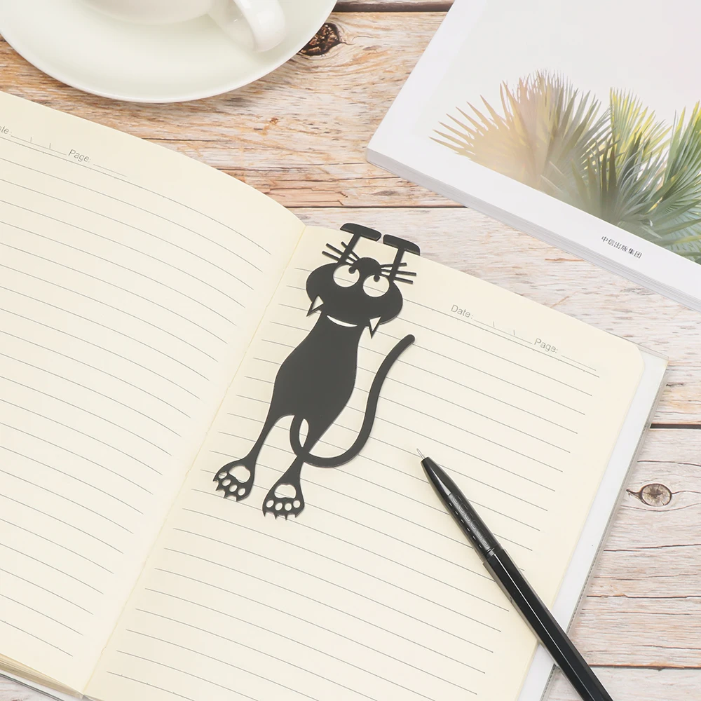 Student Gift Wacky Plastic Cartoon Pagination Mark 3D Stereo Bookmark Book Clip Plastic Animal Black Cat Book Mark Stationery