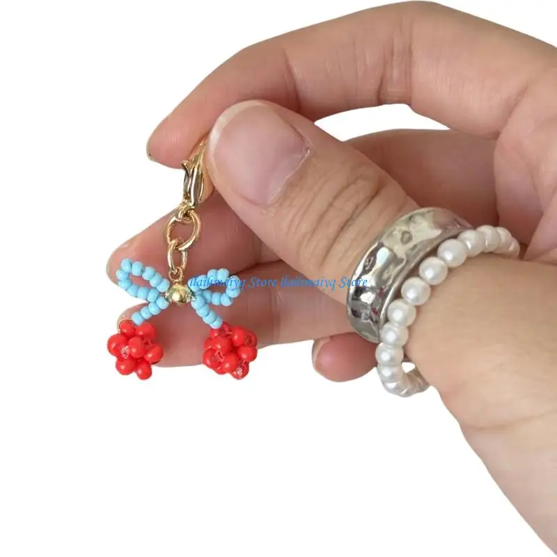 573B Versatile Plastic/Resin Bowknot Bead Pendant Keychain Lightweight Accessory For Purse