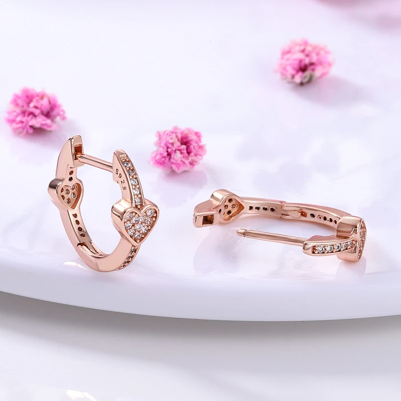Echte Liebesfeder-Ohrringe aus 925er Sterlingsilber, passend für Original-Charms, Creolen für Damen und Mädchen, Ohrstecker, edler Schmuck, Geschenke – Detail 17