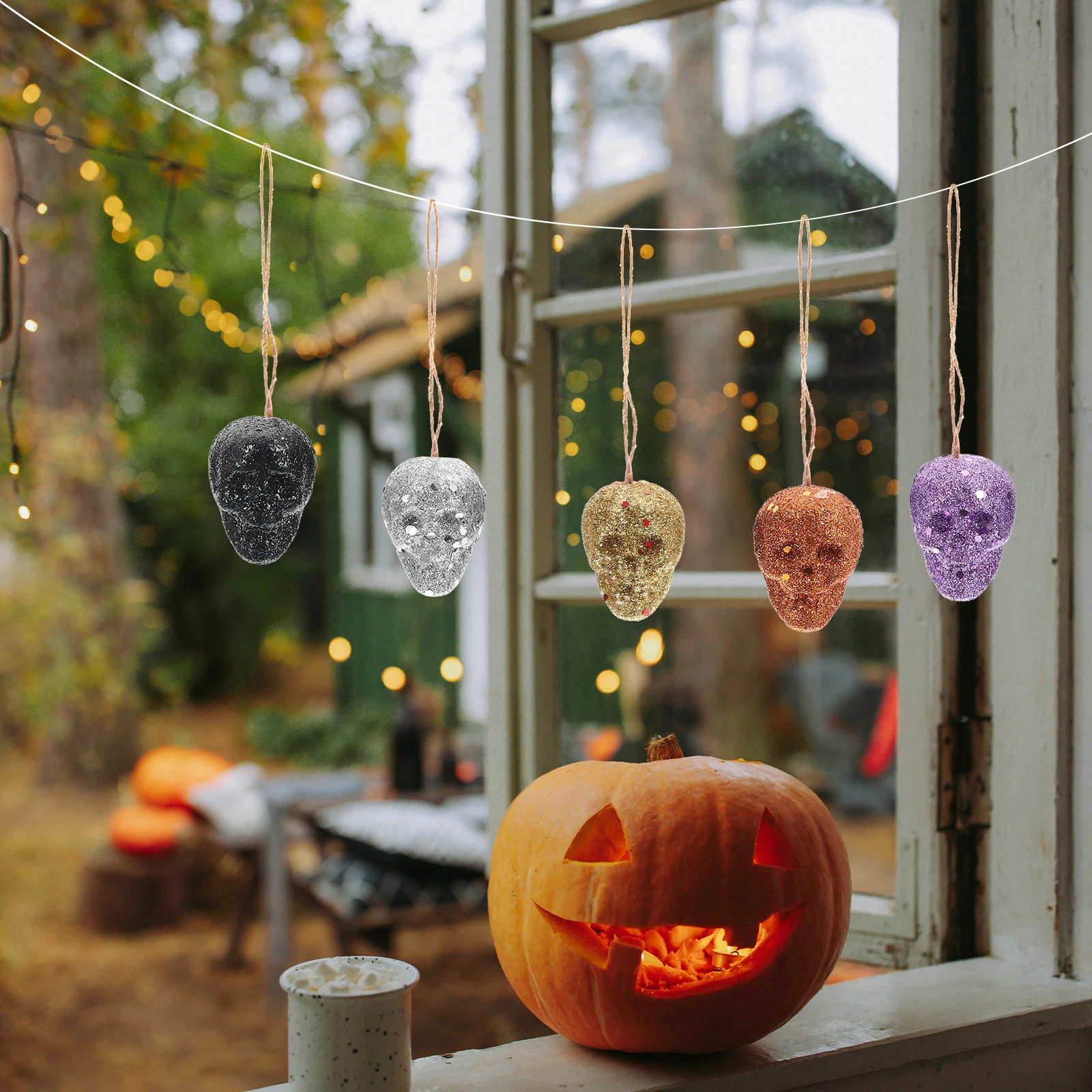 

25 Pcs Halloween Figurines Adornment Hanging Decor Skull Pendant Tiny Ornaments Mini Decoration