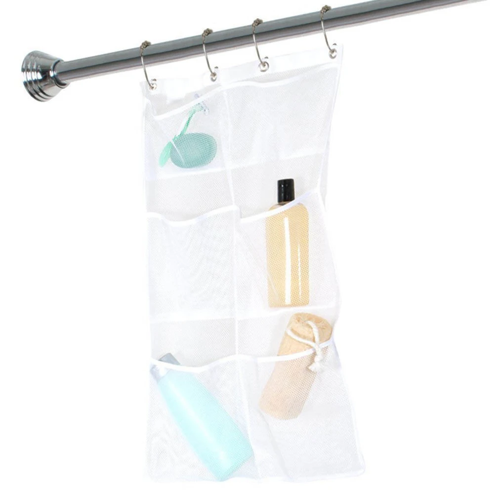 

6 Pocket Mesh Hanging Bag Organizer Storage Shower Bathroom Accessories Easy to Use Save Space Tidy Environment