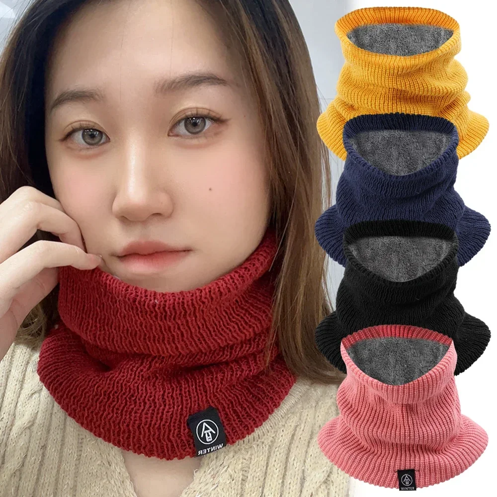 Soft Knitted Neck Plush Warmer Sport Scarf Women Men Face Cover Winter Skating Running Warm Scarves Thick Cold-proof Collar