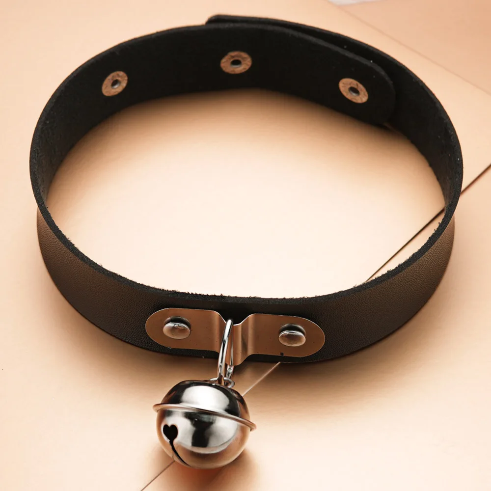 Unique Trendy Punk Bell Exquisite Charms Choker Necklace PU Leather Goth Sexy Gothic Collar Jewelry For Women Girls DX631