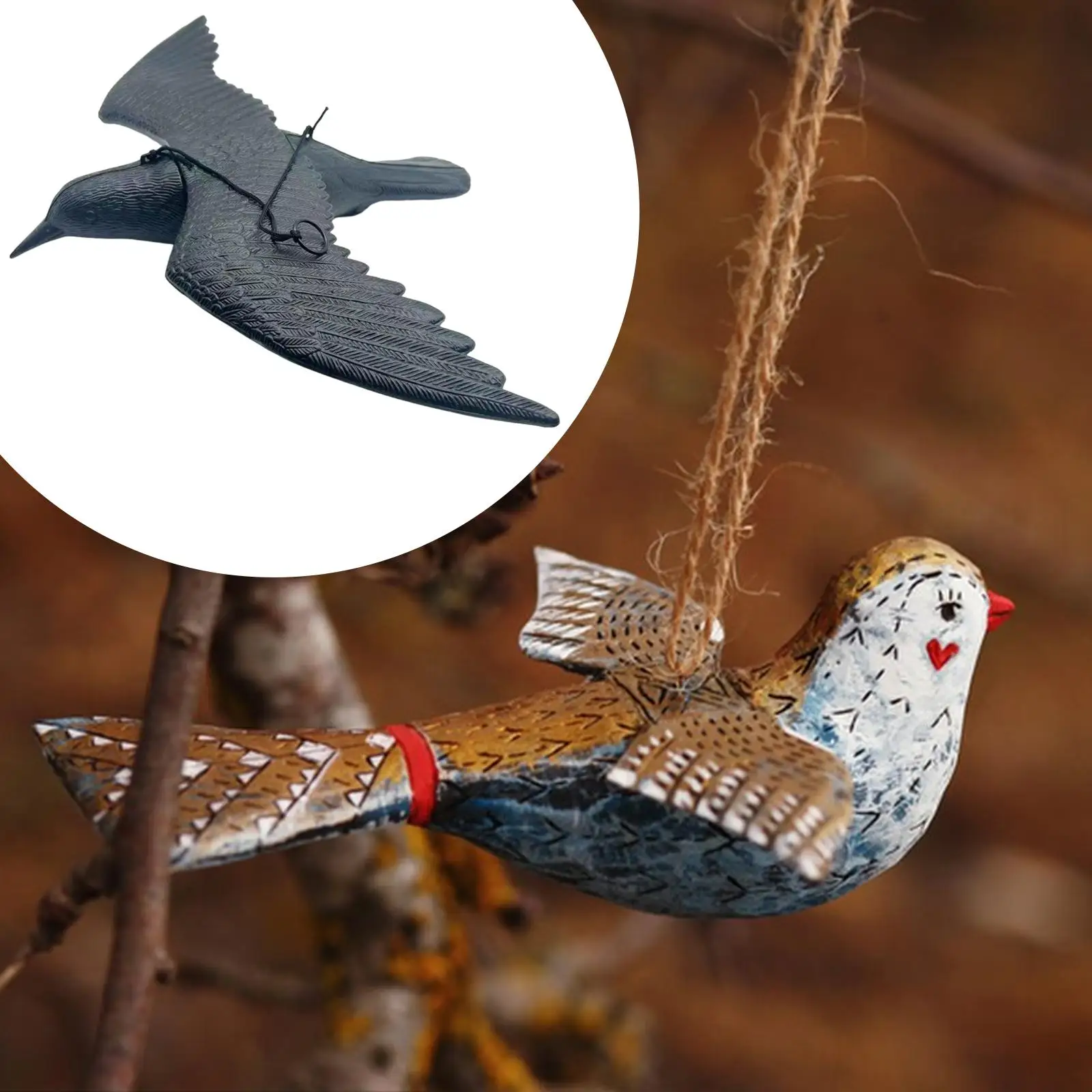 

Realistic Crow Decoys Fake Flying Bird Props for Home Holiday Outdoor Indoor