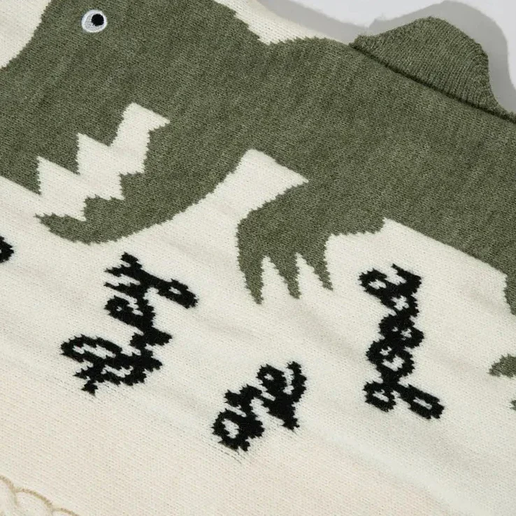 Aelfric Eden Hip Hop Dinosaur Sweater Y2K Men Harajuku Knitted Funny Cartoon Jumper Streetwear Casual Loose Sweaters Knitwear