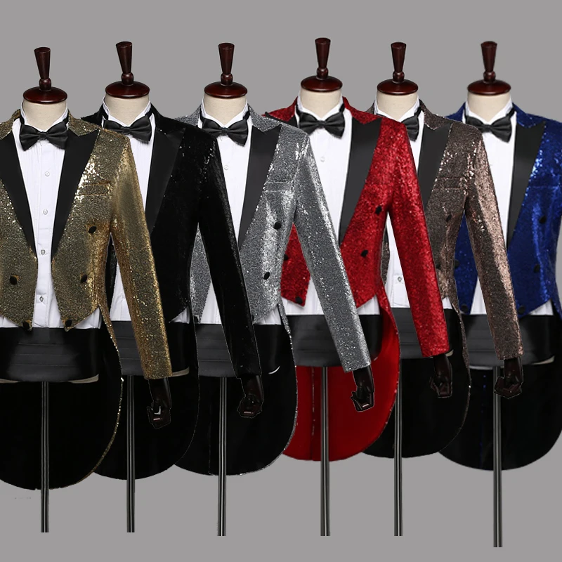 

Мужской смокинг для бальных танцев, одежда для выступлений на сцене, куртка фокусника, костюм хора-проводника, мужской костюм для ночного клуба, галстук XH1369