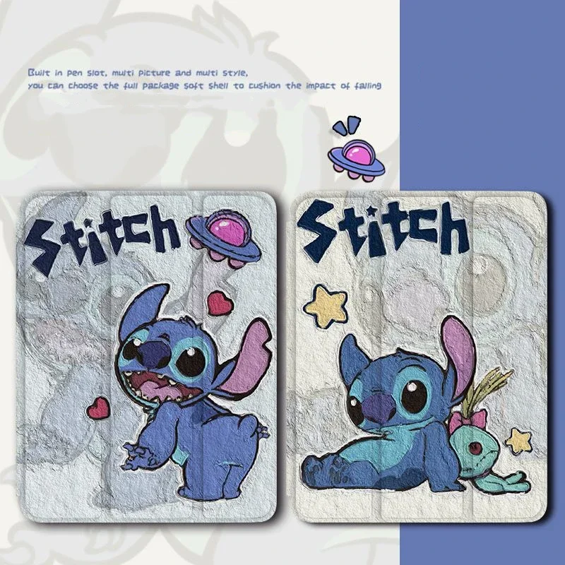 

Cartoon Stitch Case for IPad 9th 8th 7th Generation Ipad Air2 IPad Air5 Air4 10.9 Pro Mini 4 5 Kids Case with Holder Funda Cover