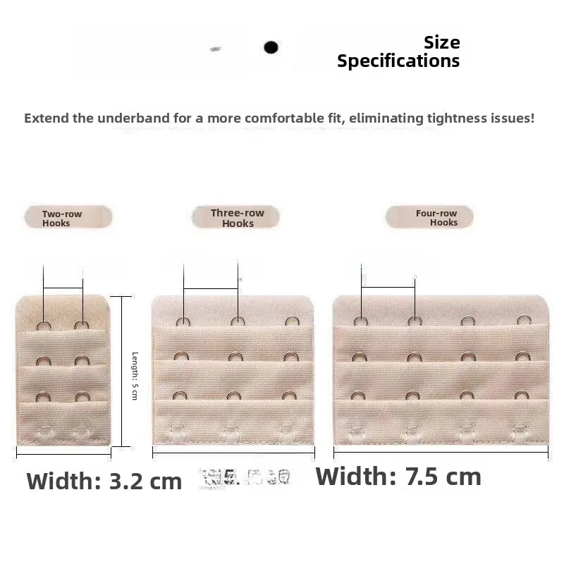 Adjustable Three Row Bra Extender Buckle Seamless Underwear Closure Back Clip Extended Strap Connector for Bra Extension
