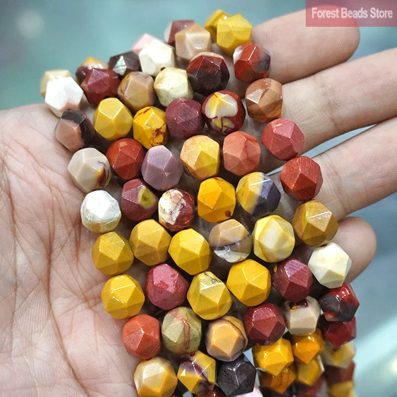 Natural Faceted Mookaite Egg Yolk Stone Spacers Loose Beads DIY Charms Bracelet Earrings for Jewelry Making 14