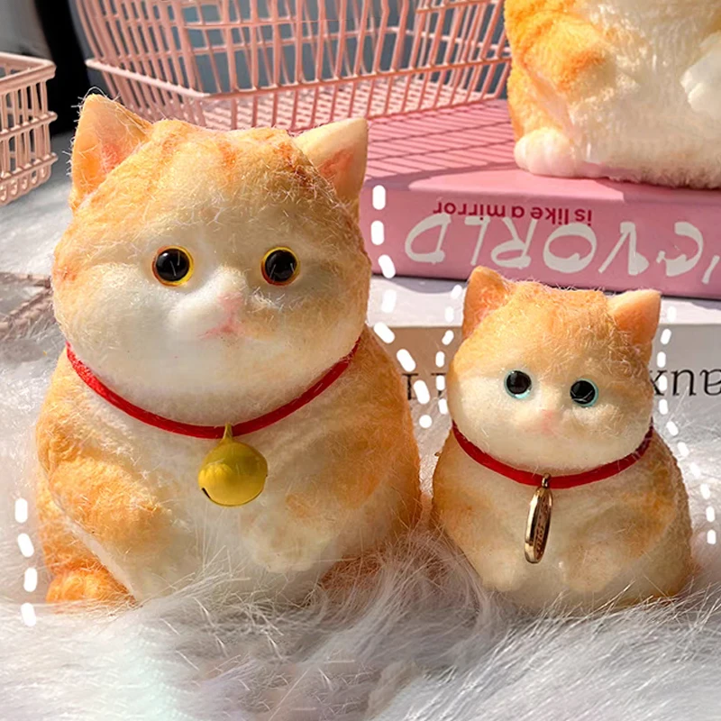 Creative Lucky Cat Cute Ginger Cat Slow Rebound Toy With Soft Clay For Squeezing Decompression Children's Gift Ornament Toy