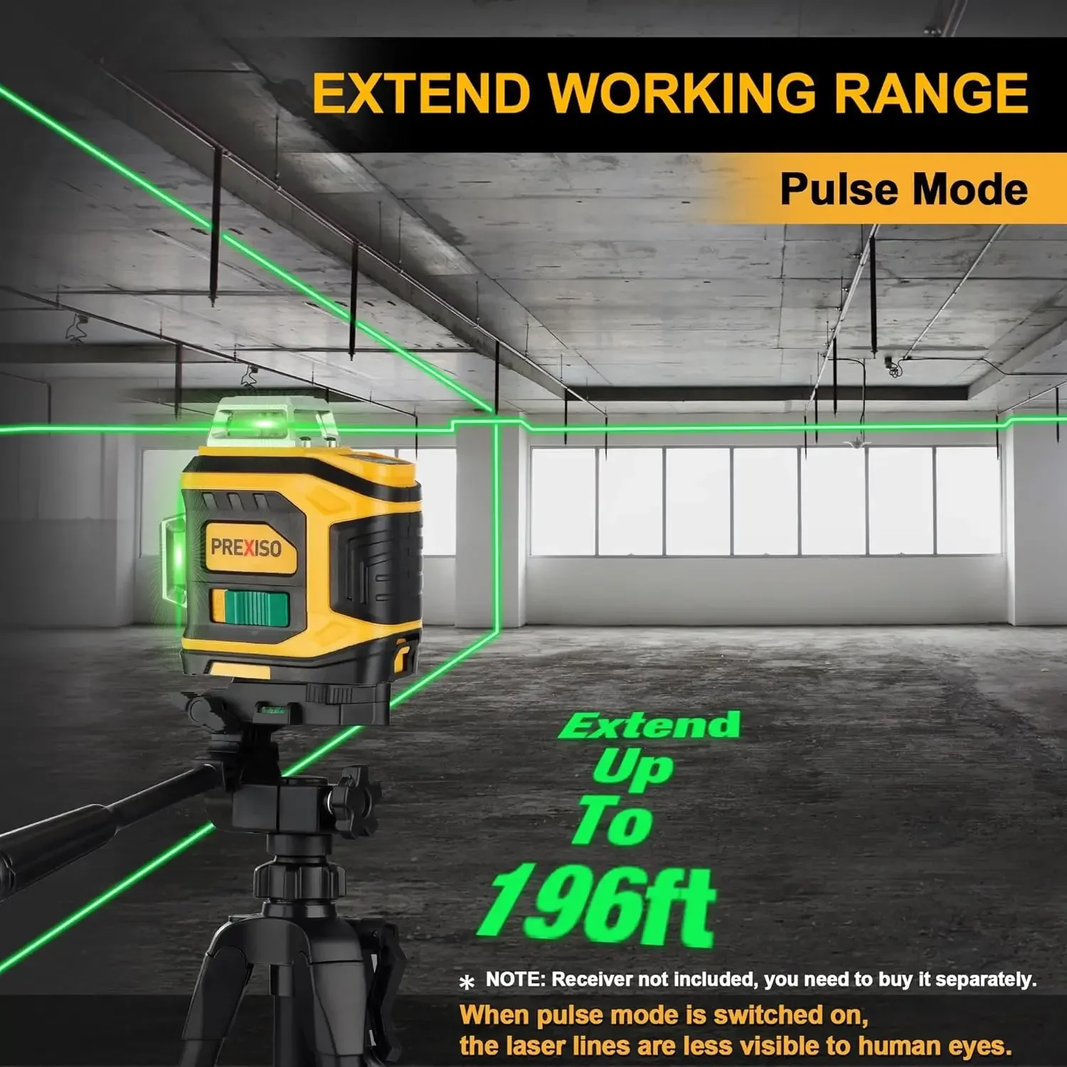 Level Laser hijau meratakan sendiri 360 °, isi ulang dengan Tripod, dasar magnetik, Kacamata-untuk konstruksi, ubin, renovasi rumah