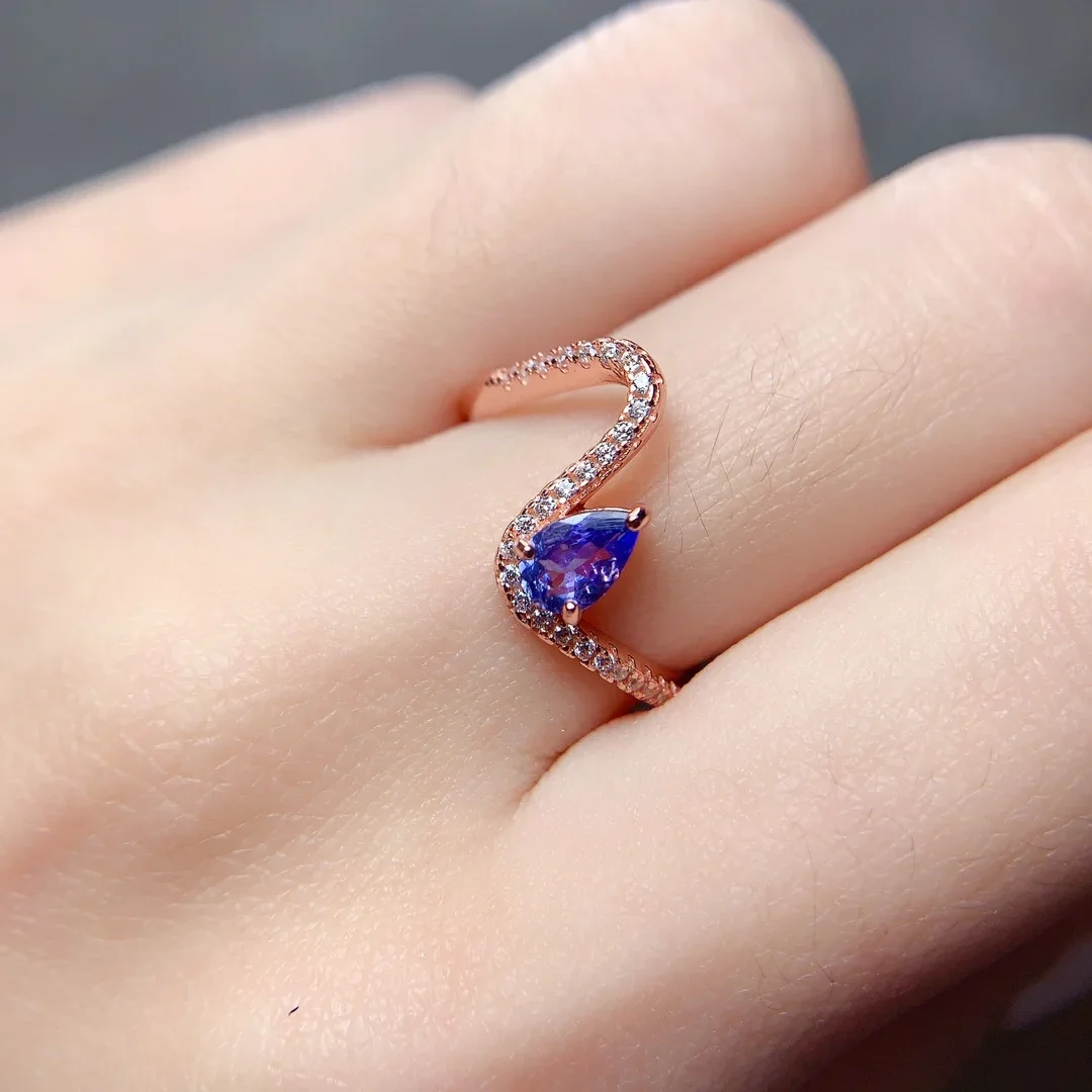 Sterling Silver 925 Natural Tanzanite Ring Engagement Ring Female Luxury Gem Wedding Ring Certified Jewelry Boutique