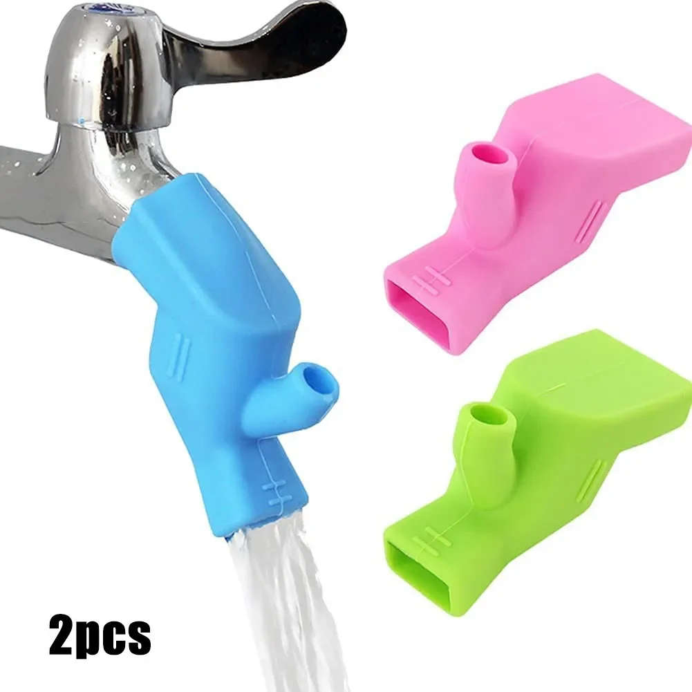2pcs Faucet Extender Two Water Outlets Silicone Kitchen Water-Saving Extension Tap Filter Nozzle Household Faucet Extender Tools