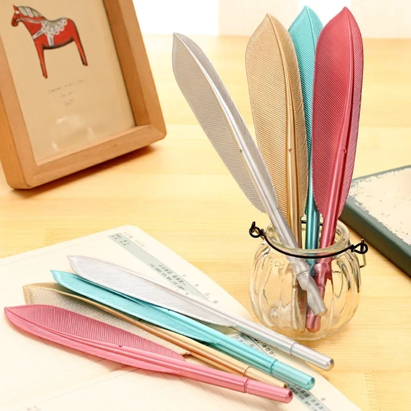 2026 3pcs/batch Creative 0.5mm Gel Pen Feather Shaped Pen School Office Supplies Cute Pen