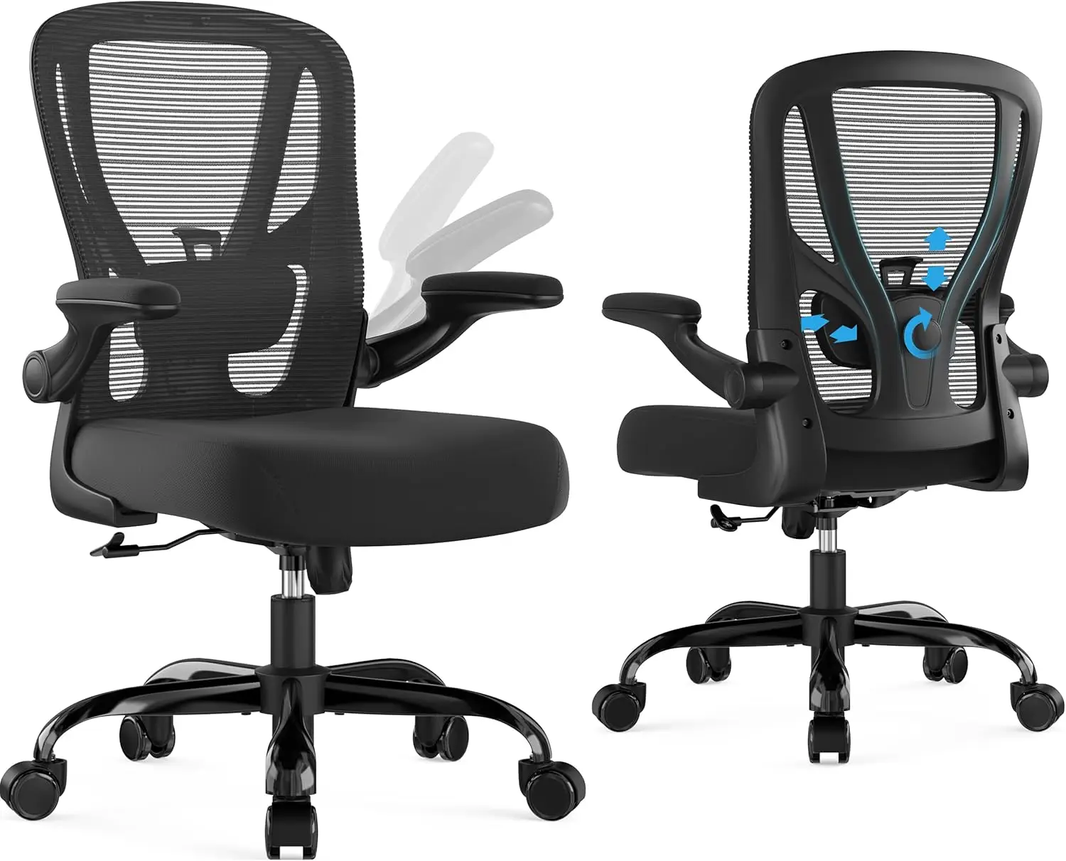 

Ergonomic Office Chair Mesh Computer Desk Chair with Wheels Adjustable Lumbar Support Home Task Chair