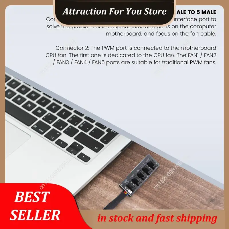 Hot Selling Host Case PC Cooler Fan Power Cable 1 Female To 5 Male 4Pin Socket Fan Hub Splitter Cable For 4Pin PWM Cooling Fan
