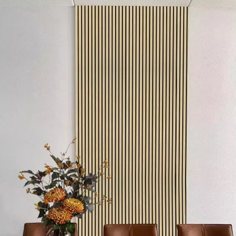 Real Wood Acoustic Wall Slat Black Acustic Wooden Slat Wall Pet Panel For Living Room Bedroom Or Apartment Wood Veneer