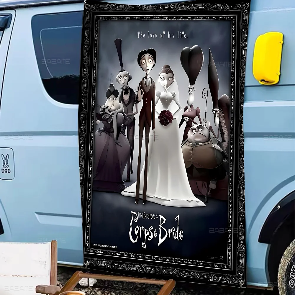 C-Corpse B-Bride Cartoon Creative Pattern Hanging Flag Polyester Printed Banner Hand Pulled Flag