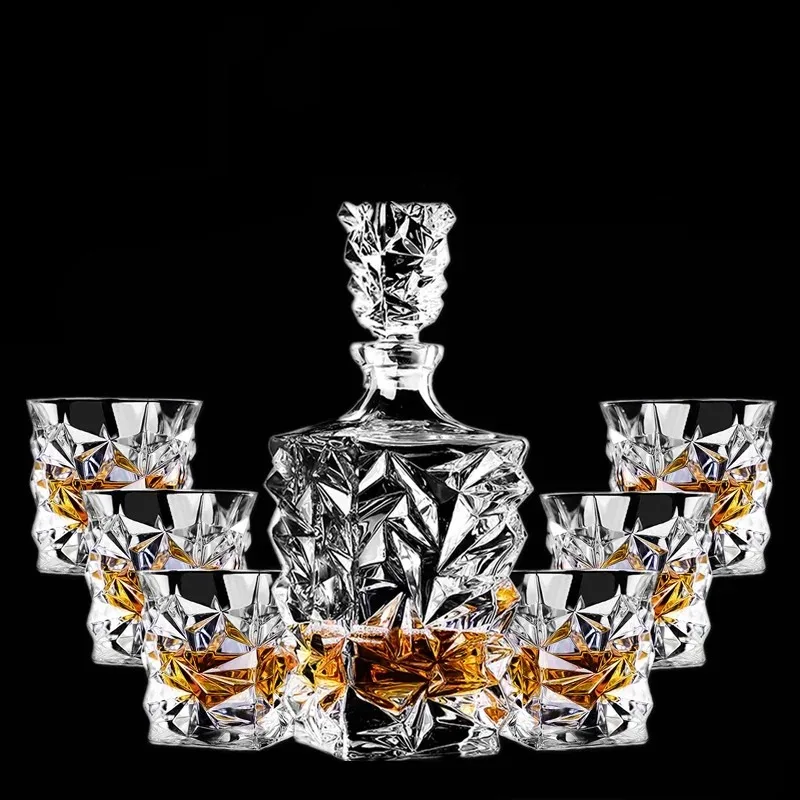 -Crystal Glass Bottle, Wine Decanter, Whiskey, Liqour Pourer, Home Bar Vodka Beer Bottle Jar, JR