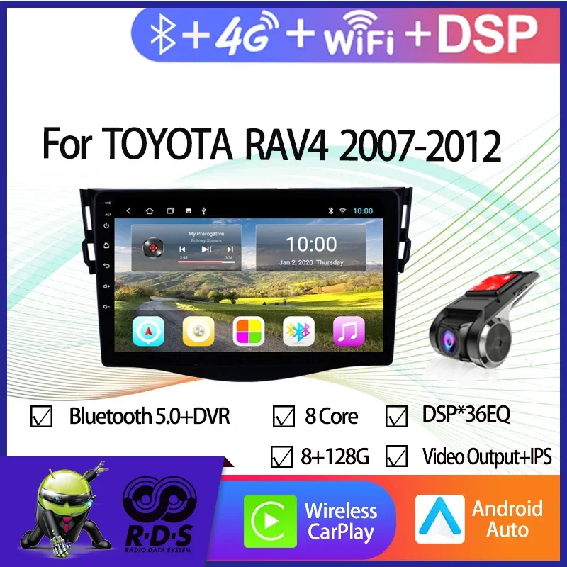 4G+64G Android 11 Car GPS Navigation For TOYOTA RAV4 2007-2012 Car Radio With Wifi 4G DSP Bluetooth Mirror Link CARPLAY