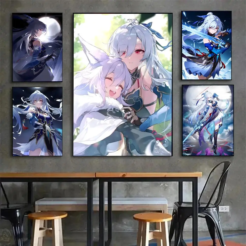 swordsman icecharacter H-Honkai: Star Rail Jingliu Poster Painting Wall Art Mural for Living Room Home Decor and Gifts