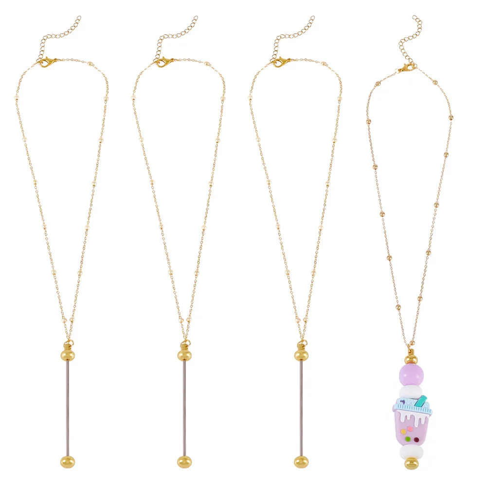 

4Pcs Metal Cable Chain Necklace Makings Supplies for Women Beadable Pendant Necklace Jewelry Making Materials DIY Crafts