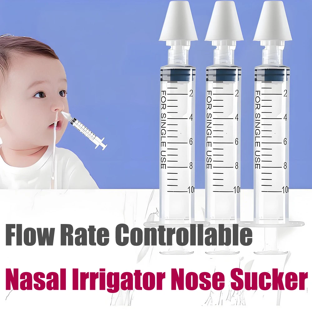 

Needle Tube Silicone Baby Nasal Aspirator with Spray Tips Portable Quick Rinse Baby Nasal Irrigator Nose Sucker for Infants Kids
