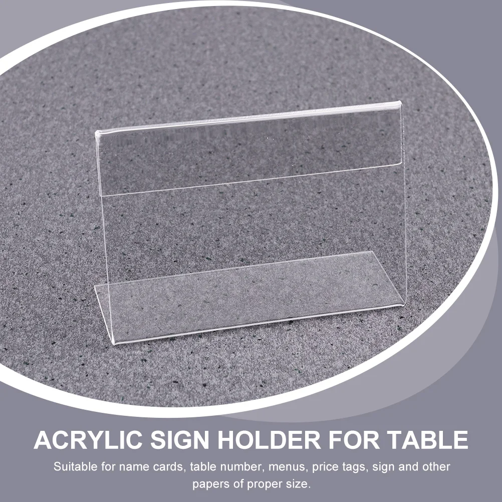 

25Pcs Acrylic Clear Sign Holder Horizontal Stand for Tabletop Menu Name Card Price Tag Display Office Use