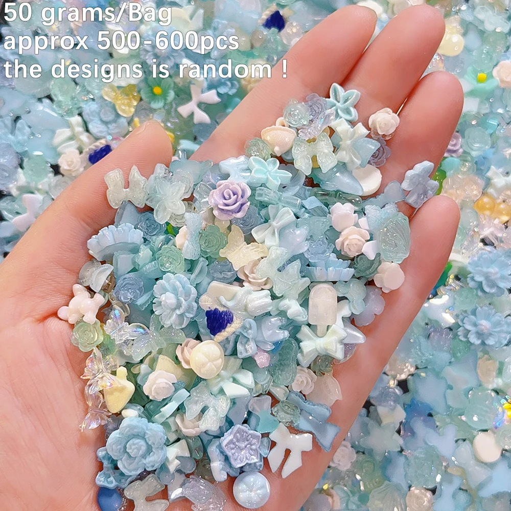 約 1000-1200 個混合ちょう結びフラワーネイルアートチャーム 2 バッグピンク/ブルー/パープル蝶椿ネイルパーツマニキュアアクセサリー